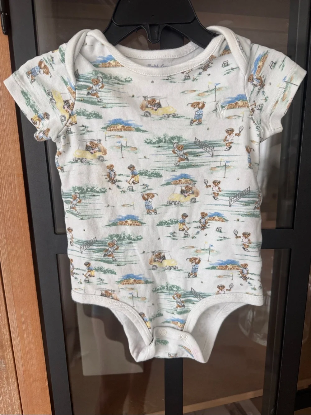 Ralph Lauren teddy bear onesie polo golf tennis countryclub baby girl boy unisex